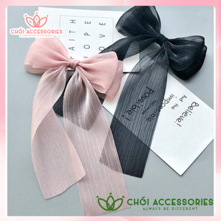 Cặp tóc nơ voan tiểu thư rủ dài nữ tính Chồi accessories phong cách thời trang Hàn Quốc - Y085