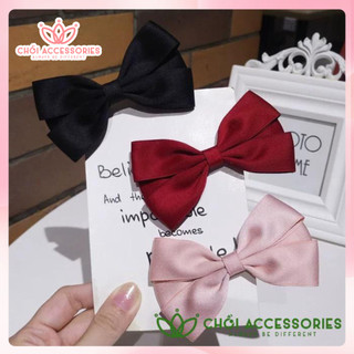 Kẹp tóc bé gái, kẹp tóc nơ lớn ruy băng lụa phồng nhiều tầng Chồi accessories phong cách Hàn Quốc - Y009