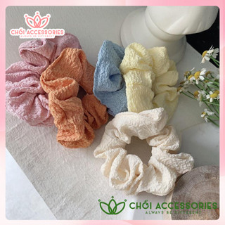 Buộc tóc nơ scrunchies phồng, buộc tóc xốp nhiều màu dễ thương Chồi accessories - Y073