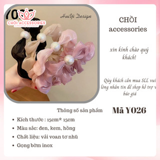 Bờm tóc tết cài tóc vải tơ óng phối dây hạt trai nữ tính Chồi accessories - Y026