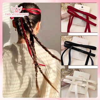 Set 2 kẹp tóc nơ rủ dài Chồi accessories, set kẹp tóc nữ tính đáng yêu Y289