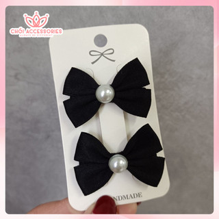 Set 2 kẹp tóc nơ nhỏ cho bé gái đính hạt trai nhân tạo dễ thương Chồi accessories - Y104