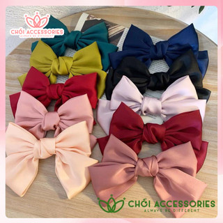 Cặp tóc nơ cặp tóc nữ lụa cặp tóc nữ tính tone màu trầm Hàn Quốc Chồi accessories Y087