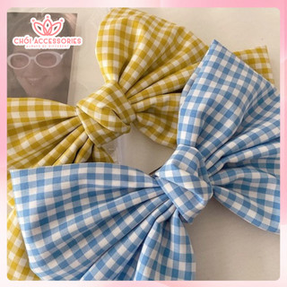 Cặp tóc nữ cặp tóc nơ lớn caro màu tươi sáng mùa hè Chồi accessories - Y098