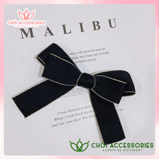 Kẹp tóc nữ, kẹp tóc nơ hai tầng viền thanh lịch nữ tính phong cách Chồi accessories - Y044