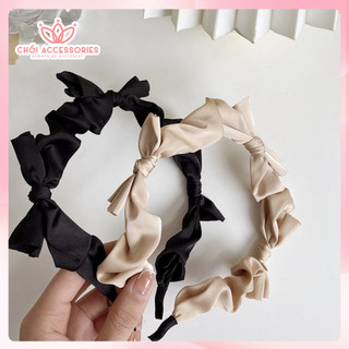 Bờm tóc nữ nơ lụa satin thắt nơ nữ tính dáng mảnh đáng yêu Chồi accessories - Y028
