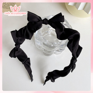 Bờm tóc nữ nơ lụa satin thắt nơ nữ tính dáng mảnh đáng yêu Chồi accessories - Y028