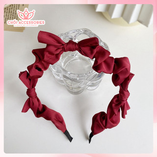 Bờm tóc nữ nơ lụa satin thắt nơ nữ tính dáng mảnh đáng yêu Chồi accessories - Y028