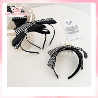 Bờm tóc nơ lụa bờm tóc caro thanh lịch sang chảnh phong cách thời trang Chồi accessories