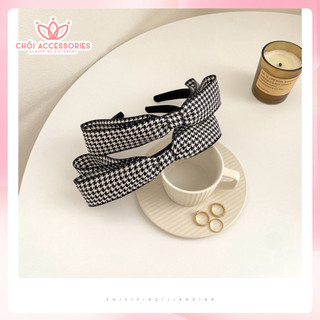 Bờm tóc nơ lụa bờm tóc caro thanh lịch sang chảnh phong cách thời trang Chồi accessories