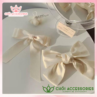 Cặp tóc, kẹp tóc nữ nơ trắng tiểu thư đáng yêu Chồi accessories Y099