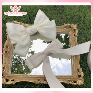 Cặp tóc, kẹp tóc nữ nơ trắng tiểu thư đáng yêu Chồi accessories Y099