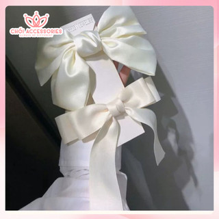 Cặp tóc, kẹp tóc nữ nơ trắng tiểu thư đáng yêu Chồi accessories Y099
