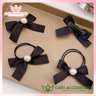 Kẹp tóc nơ nhỏ nữ tính đính ngọc trai nhân tạo Chồi accessories cho nữ kiểu Hàn Quốc - Y078