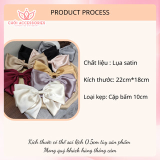Cặp tóc nơ lớn cặp tóc lụa rủ bản siêu to thanh lịch Hàn Quốc Chồi accessories - Y057