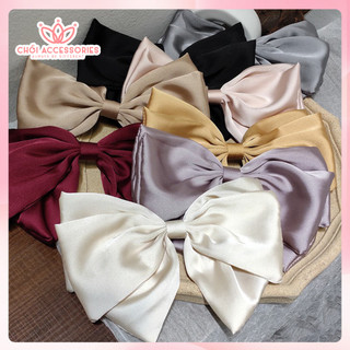 Cặp tóc nơ lớn cặp tóc lụa rủ bản siêu to thanh lịch Hàn Quốc Chồi accessories - Y057