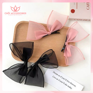 Set 2 Kẹp Tóc nơ voan Chồi accessories, set kẹp tóc cho bé gái đáng yêu tiểu thư cho bé gái L015