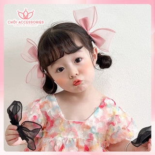 Set 2 Kẹp Tóc nơ voan Chồi accessories, set kẹp tóc cho bé gái đáng yêu tiểu thư cho bé gái L015