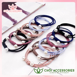 Set buộc tóc đính hạt trai nhân tạo nữ tính cho nữ Chồi accessories - Y007