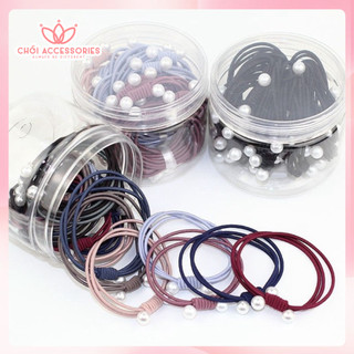 Set buộc tóc đính hạt trai nhân tạo nữ tính cho nữ Chồi accessories - Y007