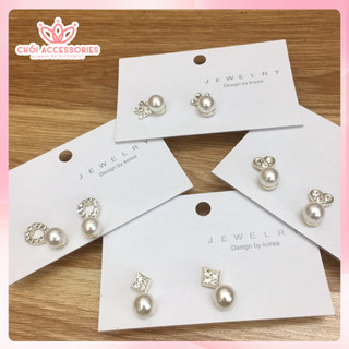 Khuyên tai đá, hoa tai nữ nụ đá đính hạt trai Chồi accessories phong cách tiểu thư Hàn Quốc - M03 P1