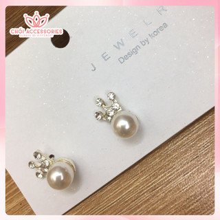 Khuyên tai đá, hoa tai nữ nụ đá đính hạt trai Chồi accessories phong cách tiểu thư Hàn Quốc - M03 P1