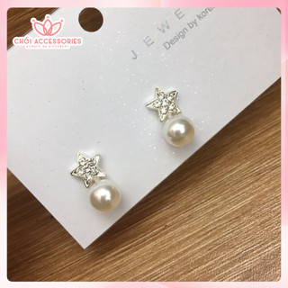 Khuyên tai đá, hoa tai nữ nụ đá đính hạt trai Chồi accessories phong cách tiểu thư Hàn Quốc - M03 P1
