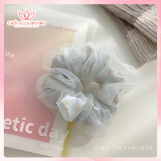 Scrunchies cho bạn gái Chồi accessories, buộc tóc nơ nữ 2 tầng đáng yêu K210