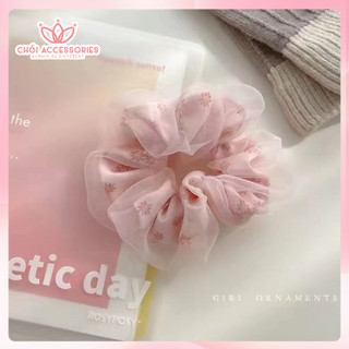 Scrunchies cho bạn gái Chồi accessories, buộc tóc nơ nữ 2 tầng đáng yêu K210
