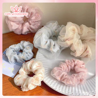 Scrunchies cho bạn gái Chồi accessories, buộc tóc nơ nữ 2 tầng đáng yêu K210