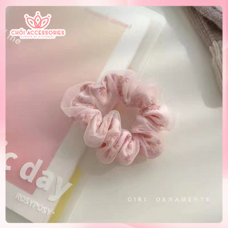 Scrunchies cho bạn gái Chồi accessories, buộc tóc nơ nữ 2 tầng đáng yêu K210