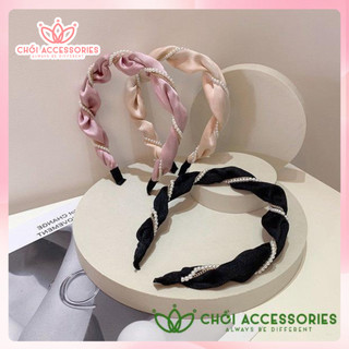 Bờm tóc vải lụa phối dây xích trai tiểu thư màu nhẹ nhàng Chồi accessories - Y046