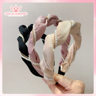 Bờm tóc vải lụa phối dây xích trai tiểu thư màu nhẹ nhàng Chồi accessories - Y046