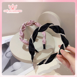 Bờm tóc vải lụa phối dây xích trai tiểu thư màu nhẹ nhàng Chồi accessories - Y046