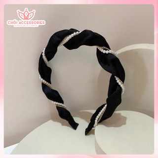 Bờm tóc vải lụa phối dây xích trai tiểu thư màu nhẹ nhàng Chồi accessories - Y046