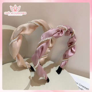 Bờm tóc vải lụa phối dây xích trai tiểu thư màu nhẹ nhàng Chồi accessories - Y046