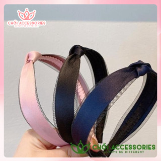 Bờm tóc ruy băng phối lưới mảnh thanh lịch nữ tính nhiều màu sắc Hàn Quốc Chồi accessories - Y021
