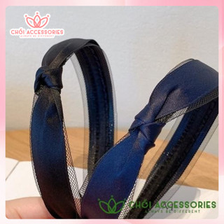 Bờm tóc ruy băng phối lưới mảnh thanh lịch nữ tính nhiều màu sắc Hàn Quốc Chồi accessories - Y021