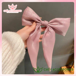 Cặp tóc nơ ánh nhũ cặp tóc nữ tính tiểu thư Chồi accessories phong cách Hàn Quốc - Y086