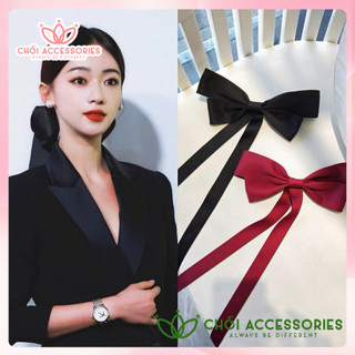 Cặp tóc nơ lớn tiểu thư sang chảnh nữ tính màu đen và đỏ Chồi accessories - K385