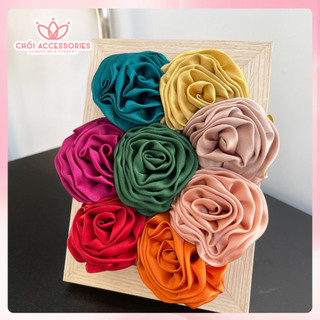 Cài áo, vest nữ bồng hoa hồng lụa lịch sự sang trọng nhiều màu Chồi accessories CA71