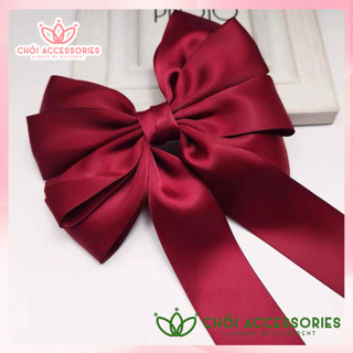 Cặp Tóc Nơ Lụa Chồi accessories, Kẹp Tóc Nơ Nhiều Tầng Thời Trang Thanh Lịch Bản Lớn Y214