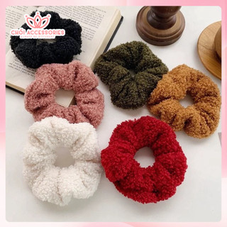 Buộc tóc nơ scrunchies nỉ bông lông cừu mềm mại đáng yêu nhiều màu Chồi accessories - K026
