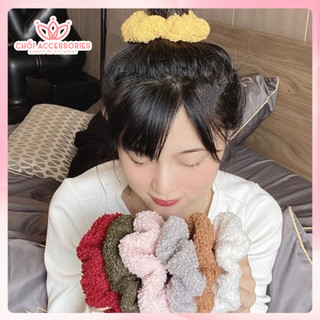 Buộc tóc nơ scrunchies nỉ bông lông cừu mềm mại đáng yêu nhiều màu Chồi accessories - K026