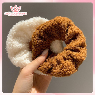 Buộc tóc nơ scrunchies nỉ bông lông cừu mềm mại đáng yêu nhiều màu Chồi accessories - K026