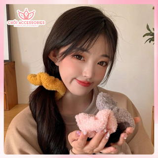 Buộc tóc nơ scrunchies nỉ bông lông cừu mềm mại đáng yêu nhiều màu Chồi accessories - K026