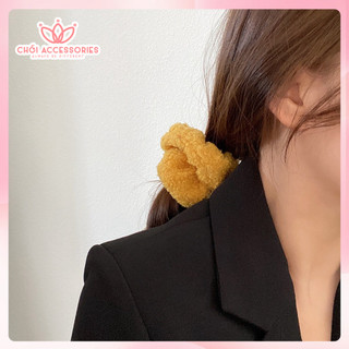 Buộc tóc nơ scrunchies nỉ bông lông cừu mềm mại đáng yêu nhiều màu Chồi accessories - K026