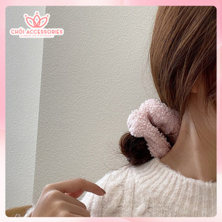 Buộc tóc nơ scrunchies nỉ bông lông cừu mềm mại đáng yêu nhiều màu Chồi accessories - K026