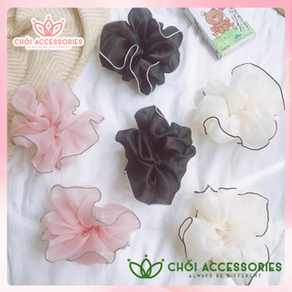 Buộc tóc nơ scrunchies 13CM voan viền đáng yêu Chồi accessories - Y068