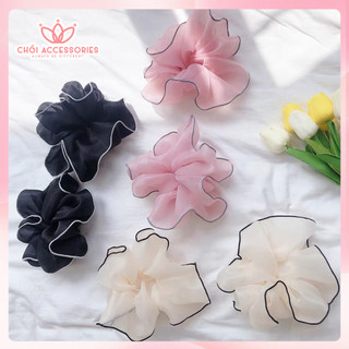 Buộc tóc nơ scrunchies 13CM voan viền đáng yêu Chồi accessories - Y068